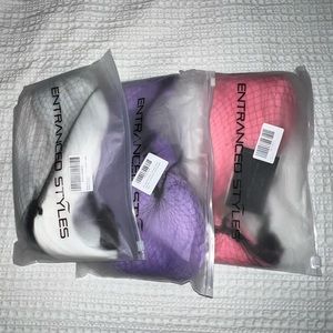 Set of 3 bob wigs pink, white, purple